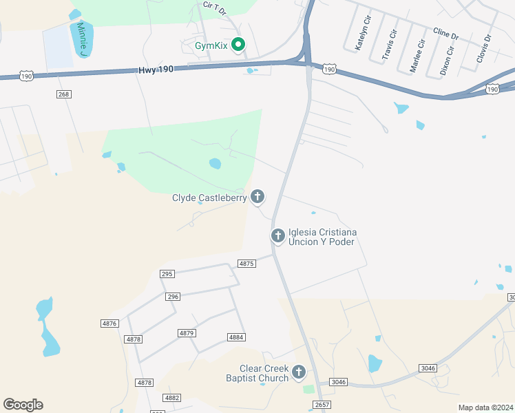 map of restaurants, bars, coffee shops, grocery stores, and more near FM 2657 in Kempner