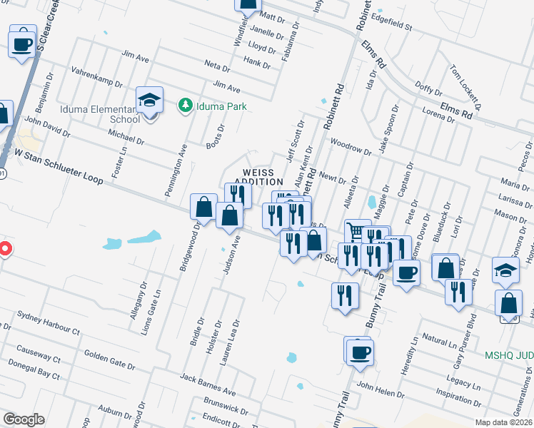 map of restaurants, bars, coffee shops, grocery stores, and more near 4006 Gus Drive in Killeen
