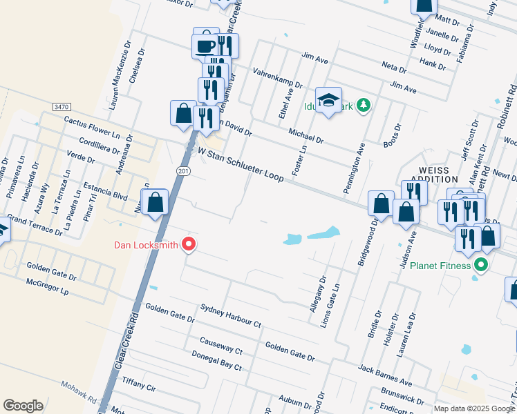 map of restaurants, bars, coffee shops, grocery stores, and more near 4800 West Stan Schlueter Loop in Killeen
