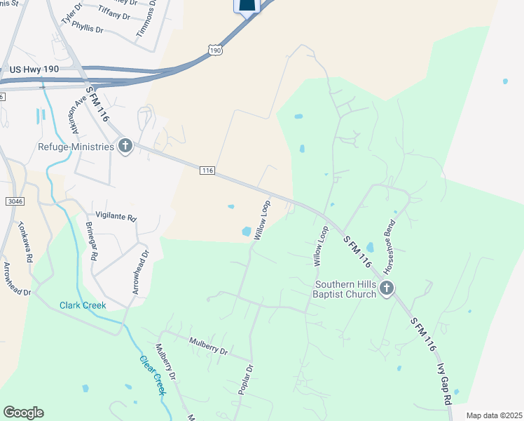 map of restaurants, bars, coffee shops, grocery stores, and more near 2708 Willow Loop in Kempner