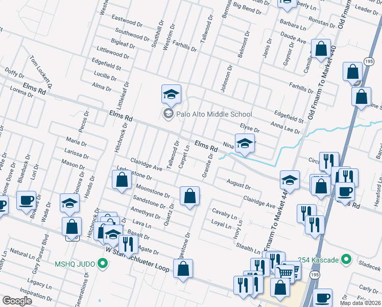 map of restaurants, bars, coffee shops, grocery stores, and more near 1801 Caprock Drive in Killeen