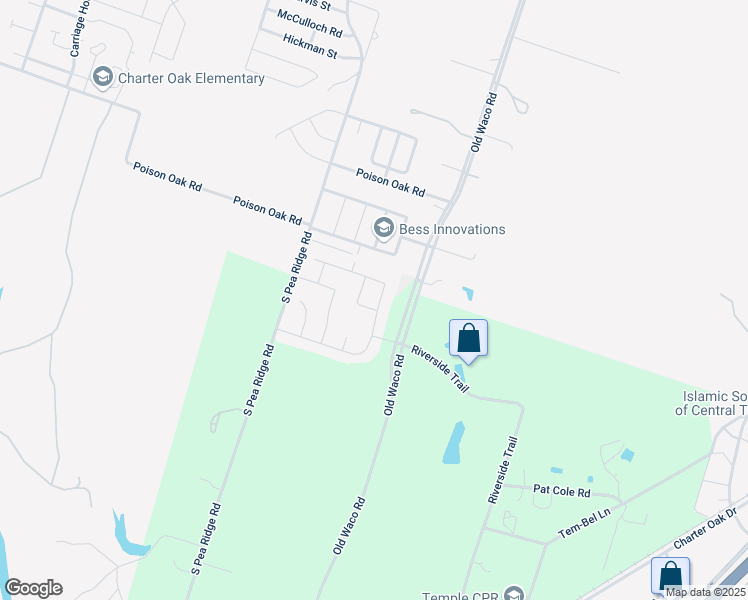 map of restaurants, bars, coffee shops, grocery stores, and more near 2810 Margie Drive in Temple
