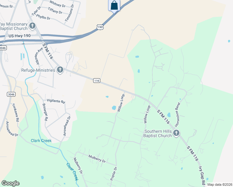 map of restaurants, bars, coffee shops, grocery stores, and more near 2708 Willow Loop in Kempner