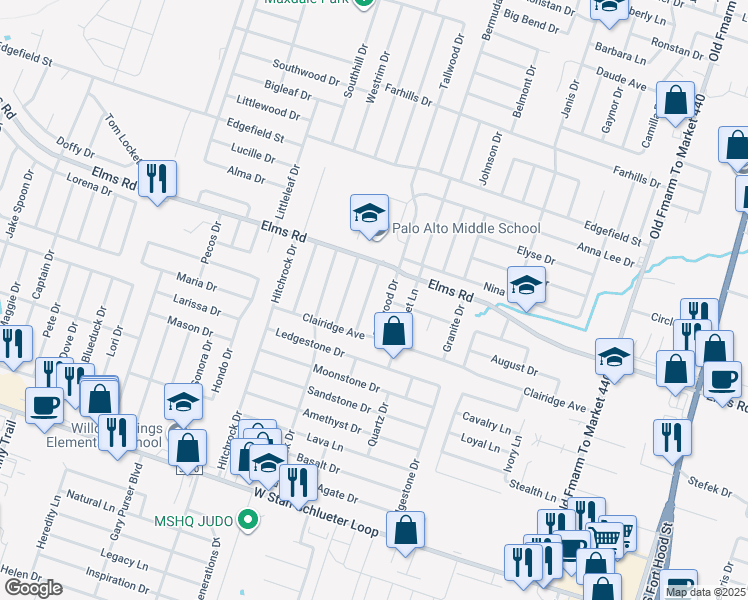 map of restaurants, bars, coffee shops, grocery stores, and more near 3906 Riverrock Drive in Killeen