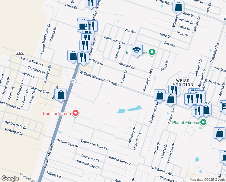 map of restaurants, bars, coffee shops, grocery stores, and more near 4800 West Stan Schlueter Loop in Killeen