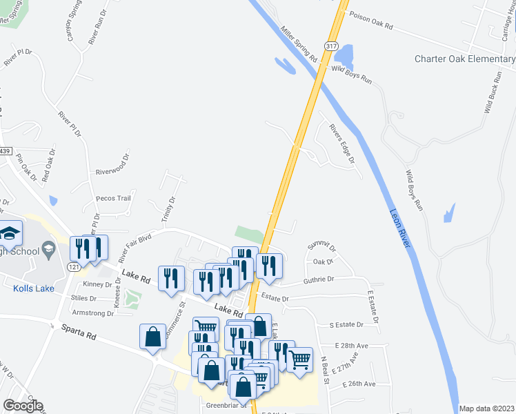 map of restaurants, bars, coffee shops, grocery stores, and more near 3302 North Main Street in Belton