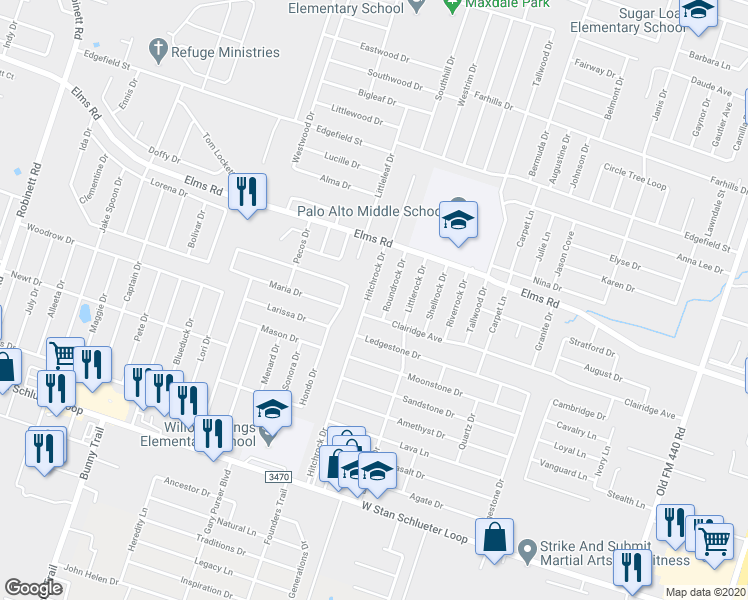 map of restaurants, bars, coffee shops, grocery stores, and more near 3904 Hitchrock Drive in Killeen