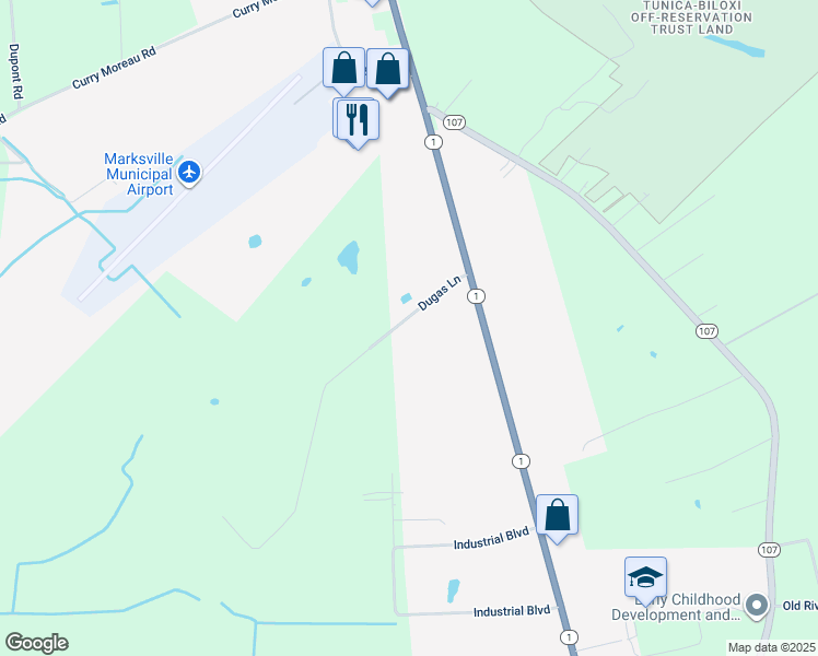 map of restaurants, bars, coffee shops, grocery stores, and more near 7406 Louisiana 1 in Mansura