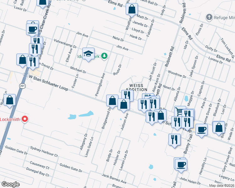 map of restaurants, bars, coffee shops, grocery stores, and more near 4208 Gus Drive in Killeen