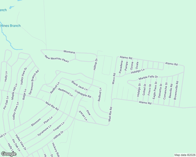 map of restaurants, bars, coffee shops, grocery stores, and more near Hilltop Boulevard in Normangee