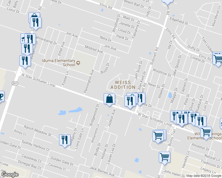 map of restaurants, bars, coffee shops, grocery stores, and more near 4413 Abigail Drive in Killeen
