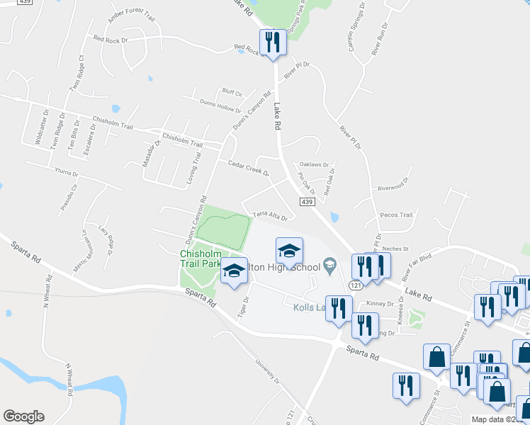 map of restaurants, bars, coffee shops, grocery stores, and more near 1020 Terra Alta Drive in Belton