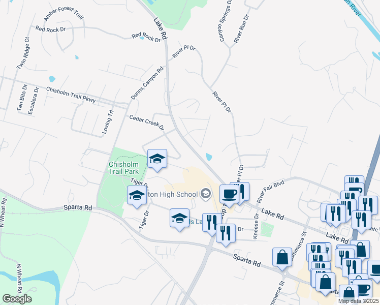 map of restaurants, bars, coffee shops, grocery stores, and more near 996 Lake Road in Belton