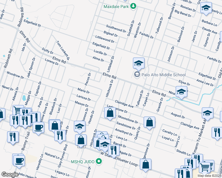 map of restaurants, bars, coffee shops, grocery stores, and more near 3904 Hitchrock Drive in Killeen