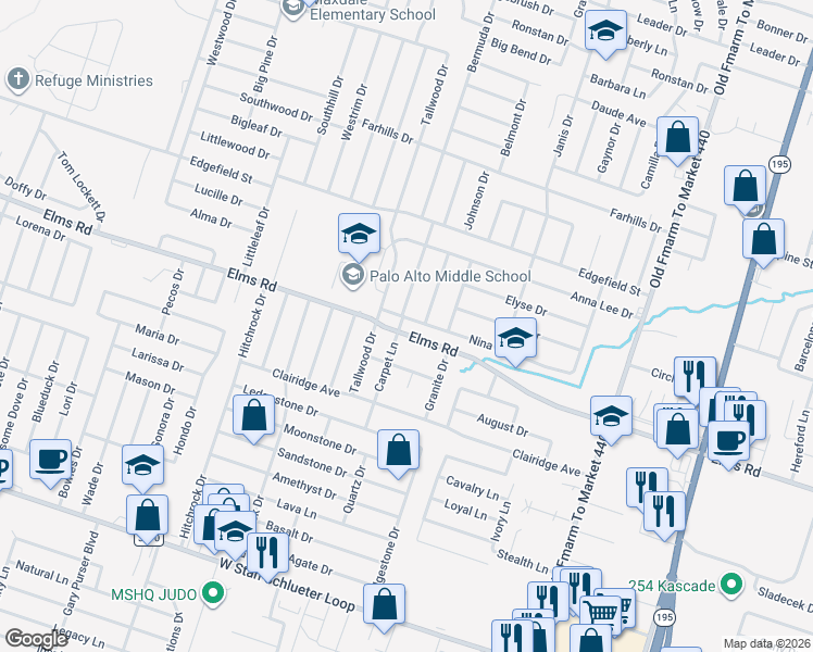 map of restaurants, bars, coffee shops, grocery stores, and more near 1704 Nina Drive in Killeen