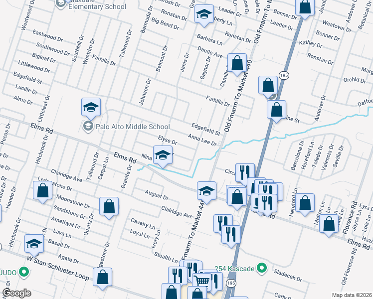 map of restaurants, bars, coffee shops, grocery stores, and more near 1108 Elyse Drive in Killeen