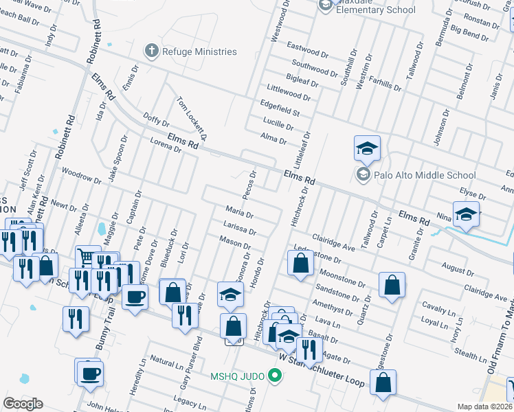 map of restaurants, bars, coffee shops, grocery stores, and more near 2702 Wesley Drive in Killeen