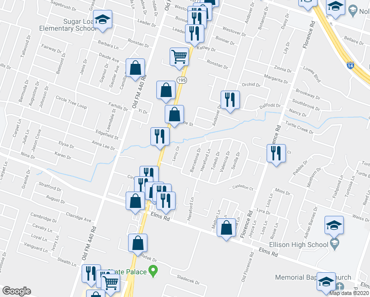 map of restaurants, bars, coffee shops, grocery stores, and more near 2812 Cantabrian Drive in Killeen