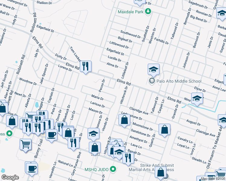 map of restaurants, bars, coffee shops, grocery stores, and more near 2700 Garland Drive in Killeen