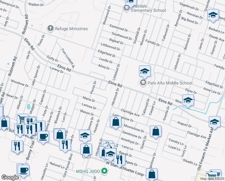 map of restaurants, bars, coffee shops, grocery stores, and more near 3801 El Paso Drive in Killeen