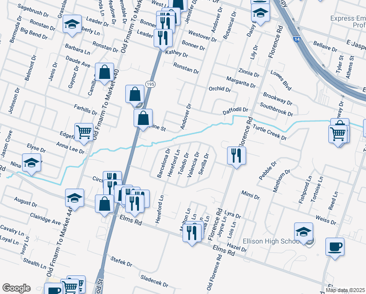 map of restaurants, bars, coffee shops, grocery stores, and more near 3011 Cantabrian Drive in Killeen