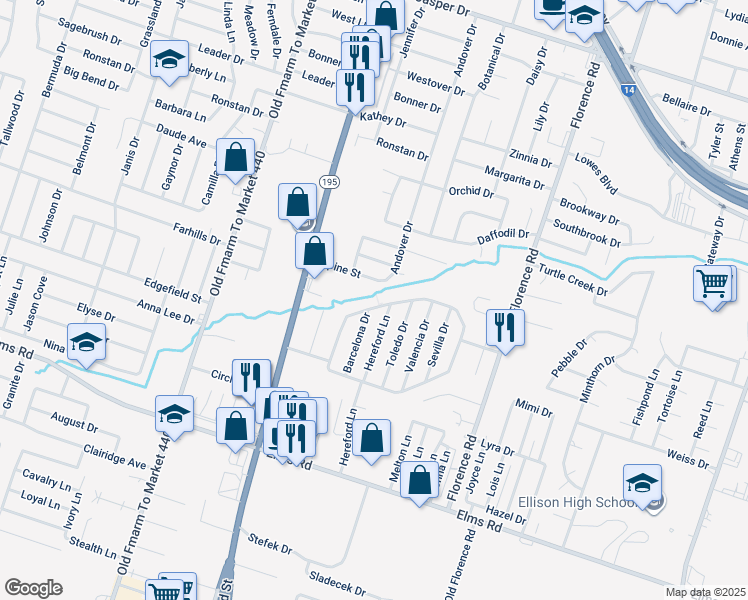 map of restaurants, bars, coffee shops, grocery stores, and more near 2911 Cantabrian Drive in Killeen