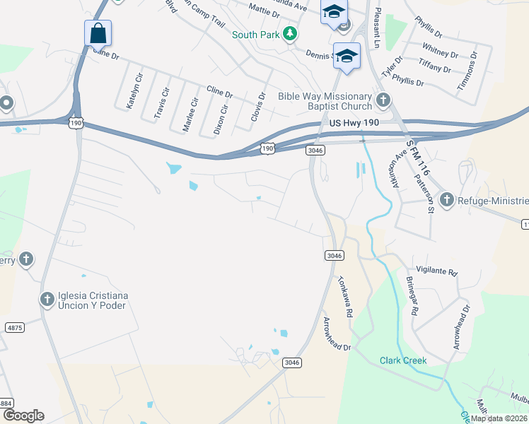 map of restaurants, bars, coffee shops, grocery stores, and more near 2520 FM 3046 in Copperas Cove