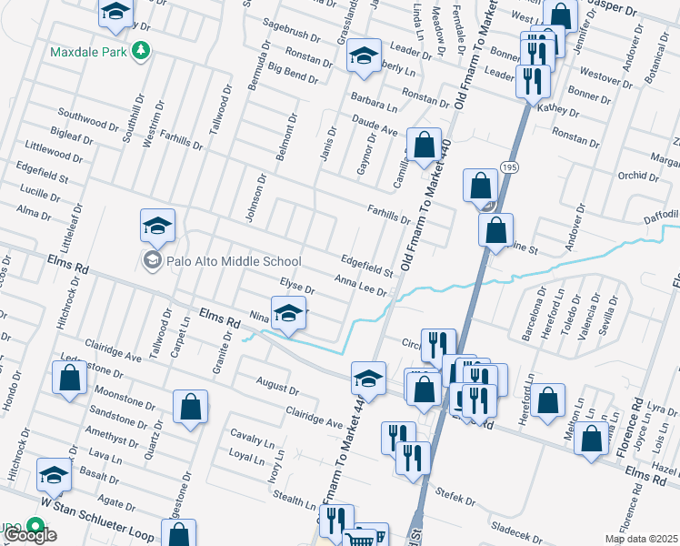 map of restaurants, bars, coffee shops, grocery stores, and more near 1107 Anna Lee Drive in Killeen
