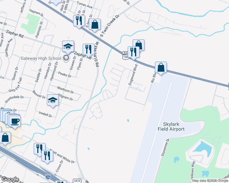 map of restaurants, bars, coffee shops, grocery stores, and more near 125 Hackberry Court in Killeen