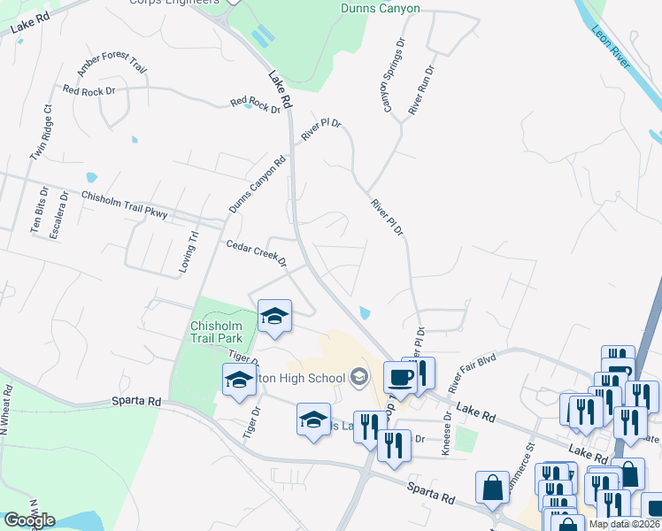map of restaurants, bars, coffee shops, grocery stores, and more near 1001 Pin Oak Drive in Belton
