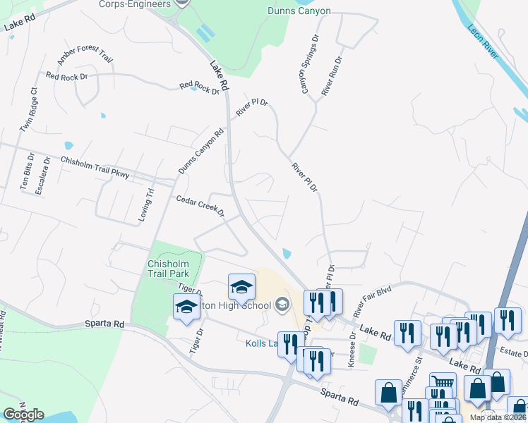 map of restaurants, bars, coffee shops, grocery stores, and more near 1001 Pin Oak Drive in Belton