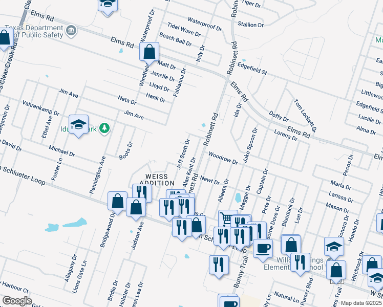 map of restaurants, bars, coffee shops, grocery stores, and more near 4204 Alan Kent Drive in Killeen