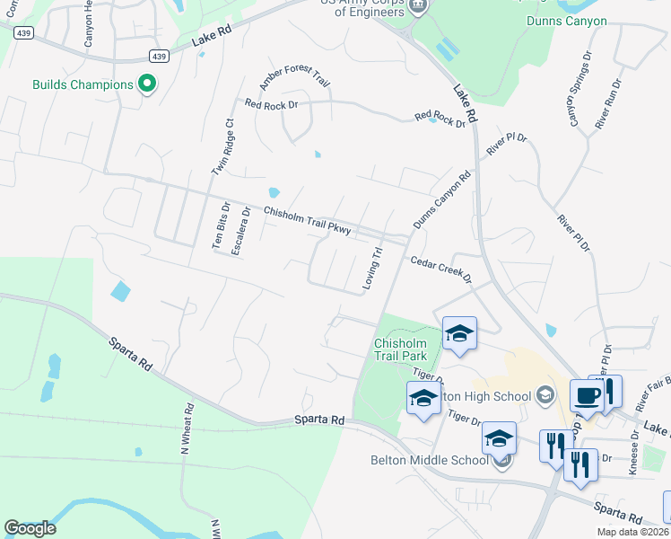 map of restaurants, bars, coffee shops, grocery stores, and more near 3100 Sarita Cove in Belton