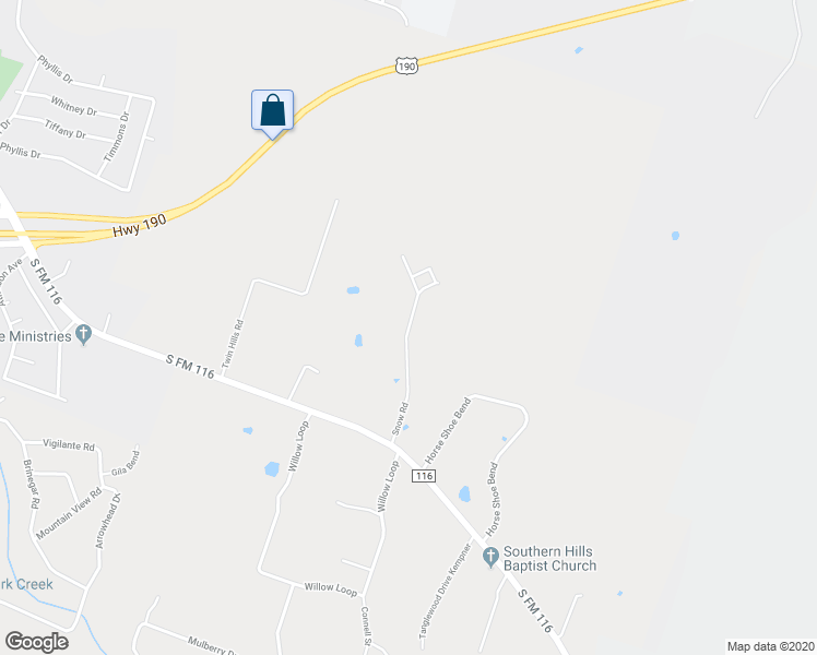 map of restaurants, bars, coffee shops, grocery stores, and more near 2669 Snow Road in Kempner