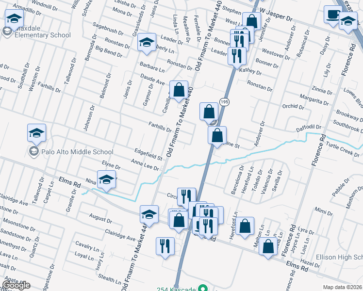 map of restaurants, bars, coffee shops, grocery stores, and more near 3204 Baldwin Loop in Killeen