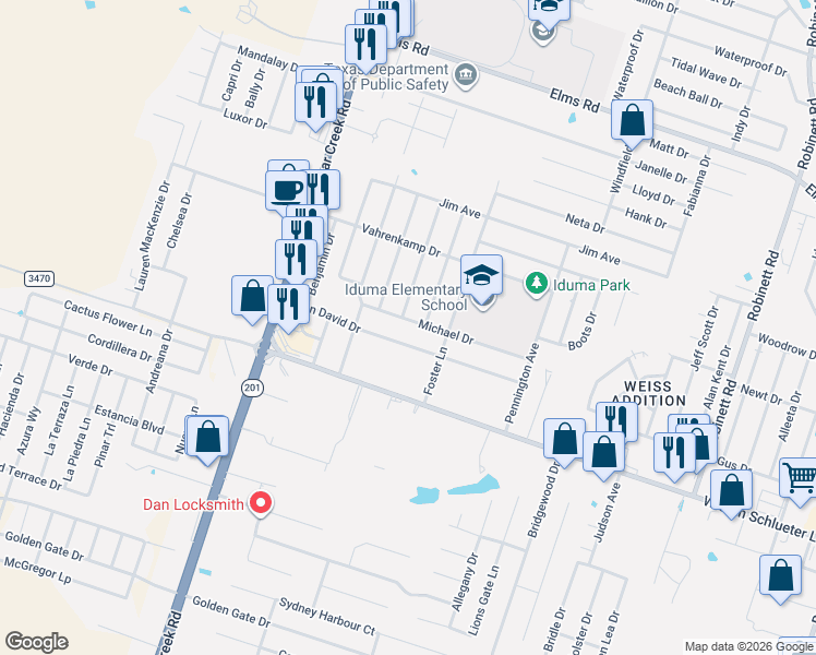 map of restaurants, bars, coffee shops, grocery stores, and more near 4409 Esta Lee Avenue in Killeen