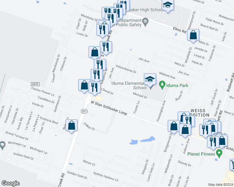 map of restaurants, bars, coffee shops, grocery stores, and more near 4410 Adolph Avenue in Killeen