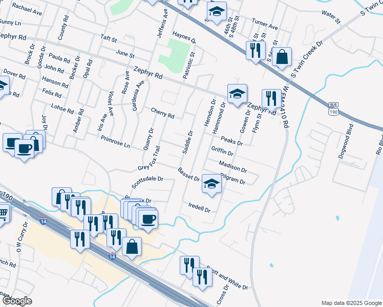 map of restaurants, bars, coffee shops, grocery stores, and more near 1602 Saddle Drive in Killeen