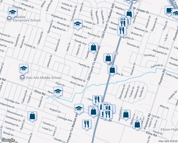 map of restaurants, bars, coffee shops, grocery stores, and more near 2805 Greystone Drive in Killeen