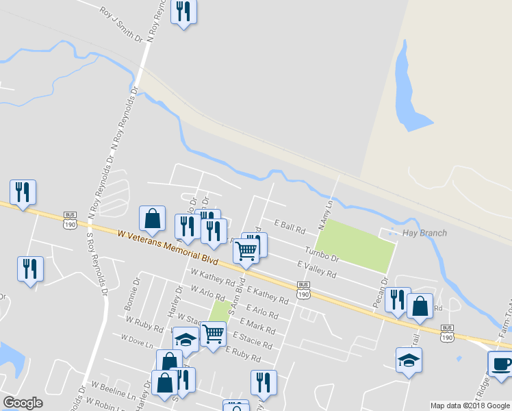 map of restaurants, bars, coffee shops, grocery stores, and more near 408 North Ann Boulevard in Harker Heights