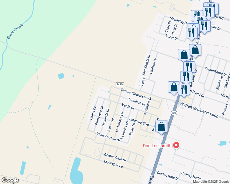 map of restaurants, bars, coffee shops, grocery stores, and more near 6209 Cordillera Drive in Killeen