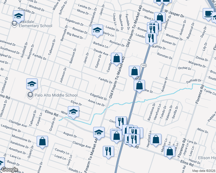 map of restaurants, bars, coffee shops, grocery stores, and more near 2805 Greystone Drive in Killeen
