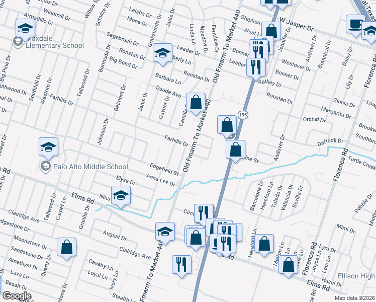 map of restaurants, bars, coffee shops, grocery stores, and more near 2805 Greystone Drive in Killeen