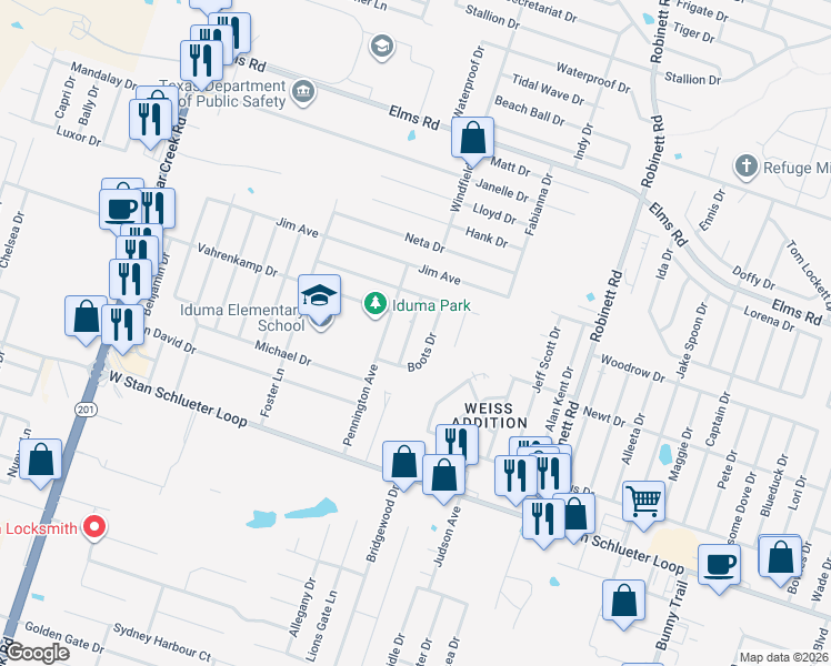 map of restaurants, bars, coffee shops, grocery stores, and more near 4210 Rosebelle Avenue in Killeen