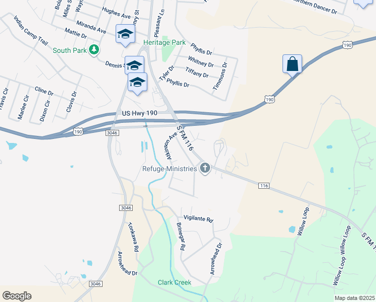 map of restaurants, bars, coffee shops, grocery stores, and more near 116 Patterson Street in Copperas Cove