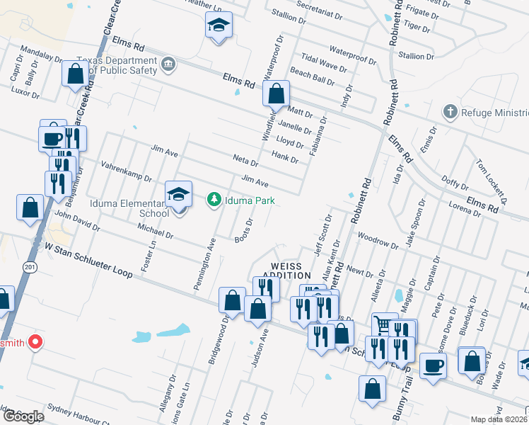 map of restaurants, bars, coffee shops, grocery stores, and more near 4207 Kyara Drive in Killeen