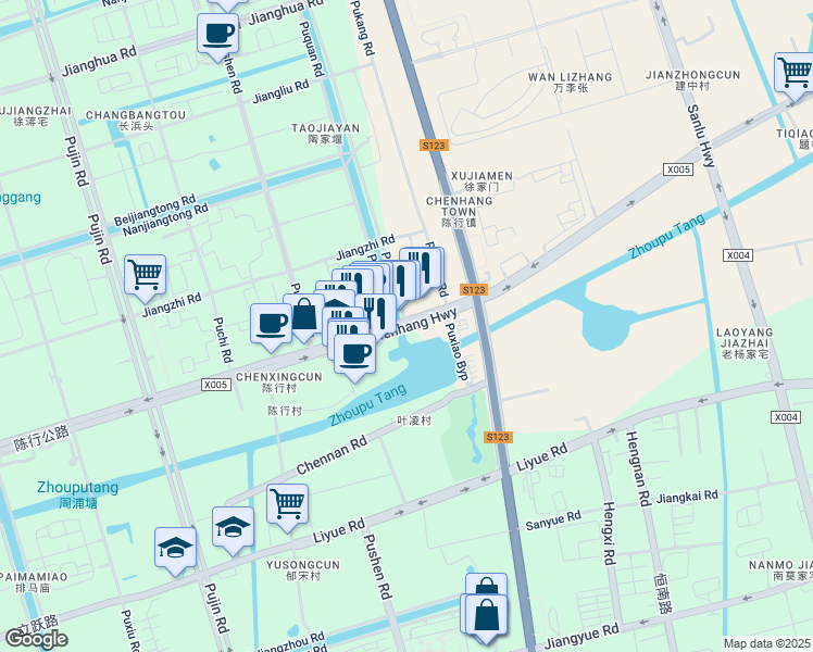 map of restaurants, bars, coffee shops, grocery stores, and more near in 