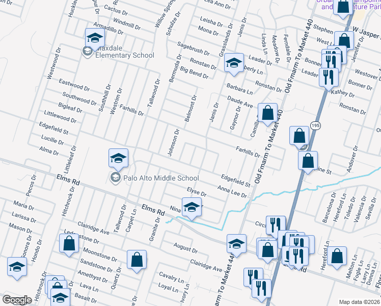 map of restaurants, bars, coffee shops, grocery stores, and more near 2909 Janis Drive in Killeen