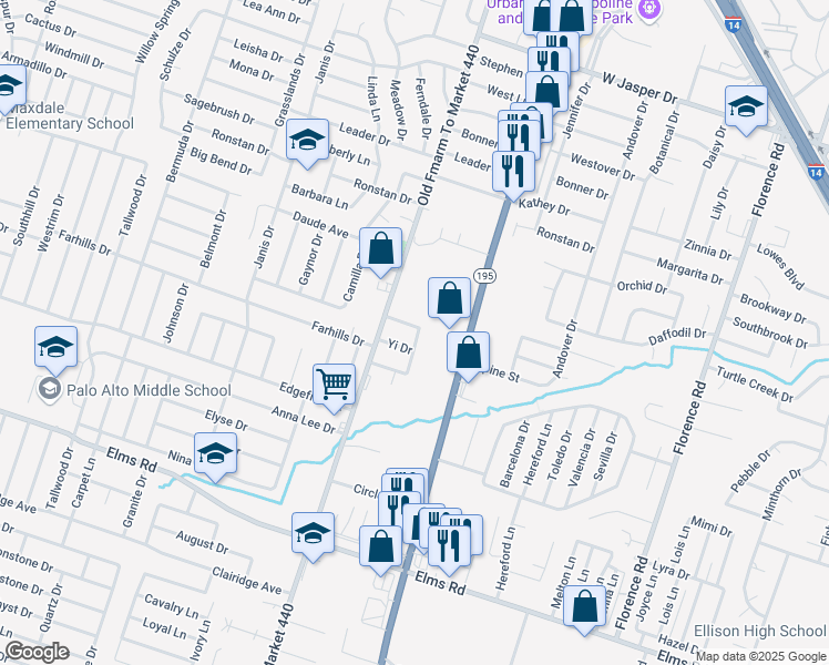 map of restaurants, bars, coffee shops, grocery stores, and more near 3110 Baldwin Loop in Killeen