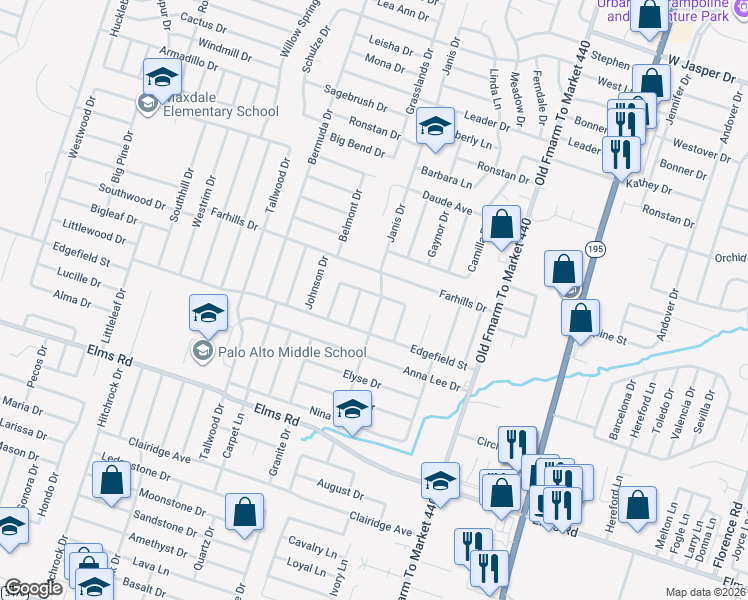 map of restaurants, bars, coffee shops, grocery stores, and more near 2909 Janis Drive in Killeen